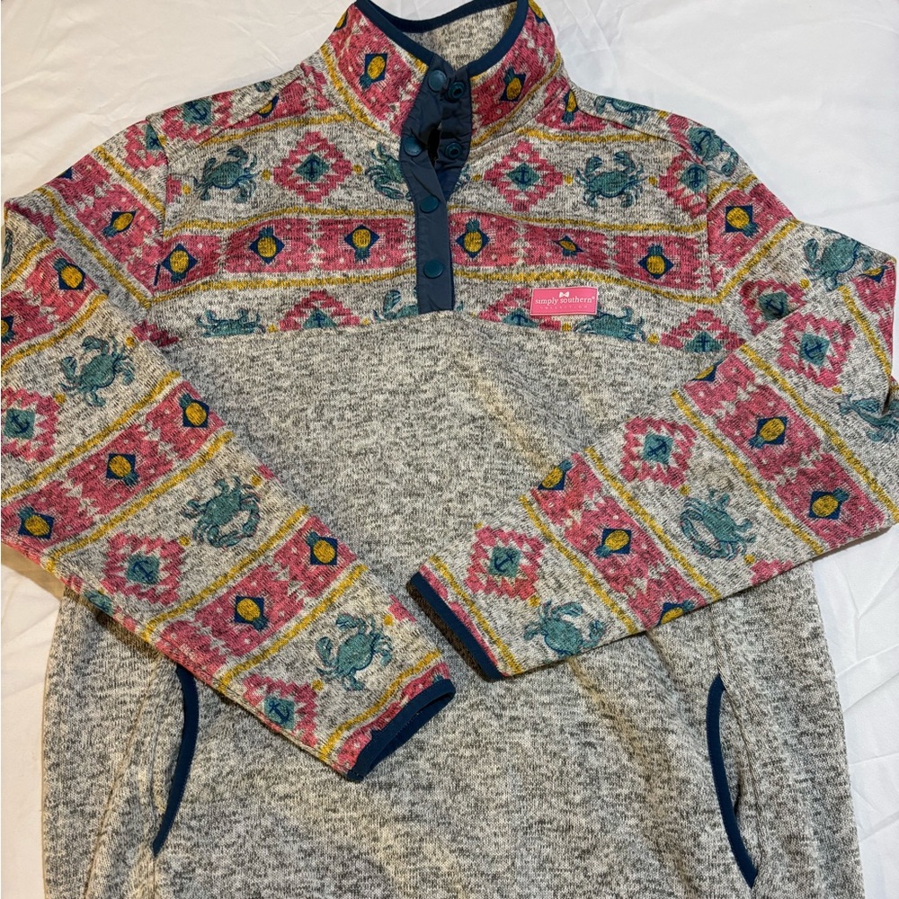 Simply Southern Gray and Blue Sweatshirt
